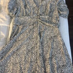 Primark Black and White Spotted Midi Dress